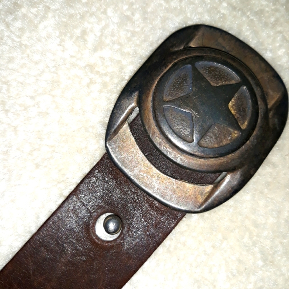 FCX star steel mens brown leather vintage belt. 34inches